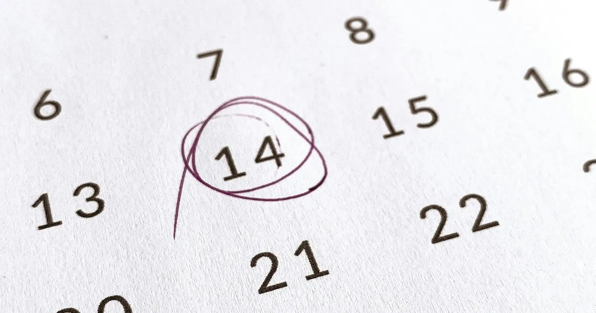 A calendar page with one date circled several times in dark pen